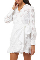 Floral Embroidered Cotton Wrap Dress